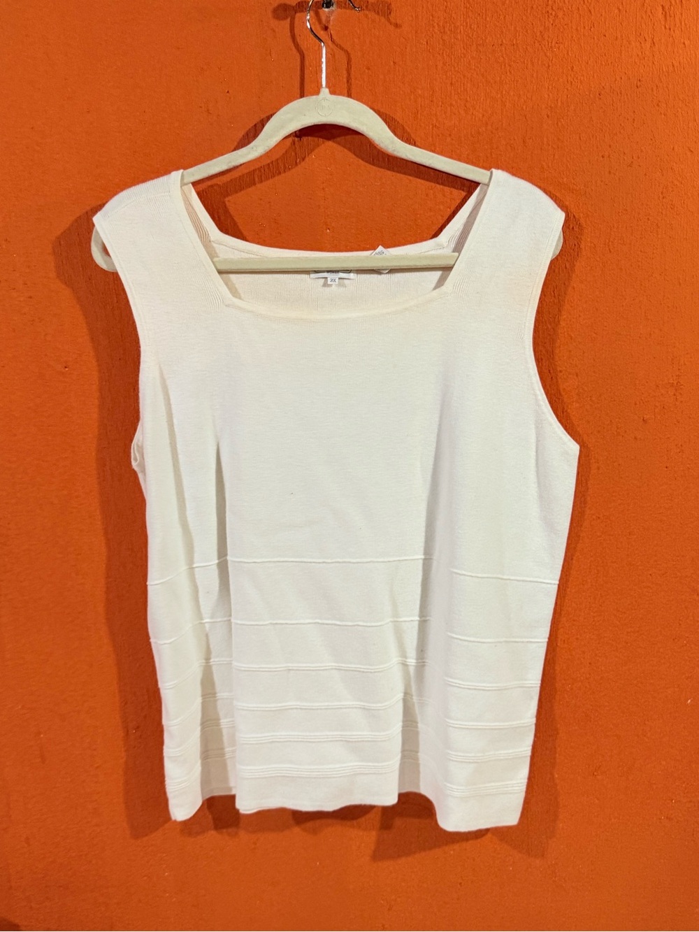 JEANNE PIERRE Cream Square Neck Sleeveless Knit Top